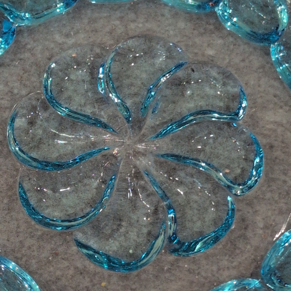 Vintage Blue Glassware Set Moon and Star Sugar Bowl & Scalloped Swirl Bowl Aqua - Picture 4 of 9